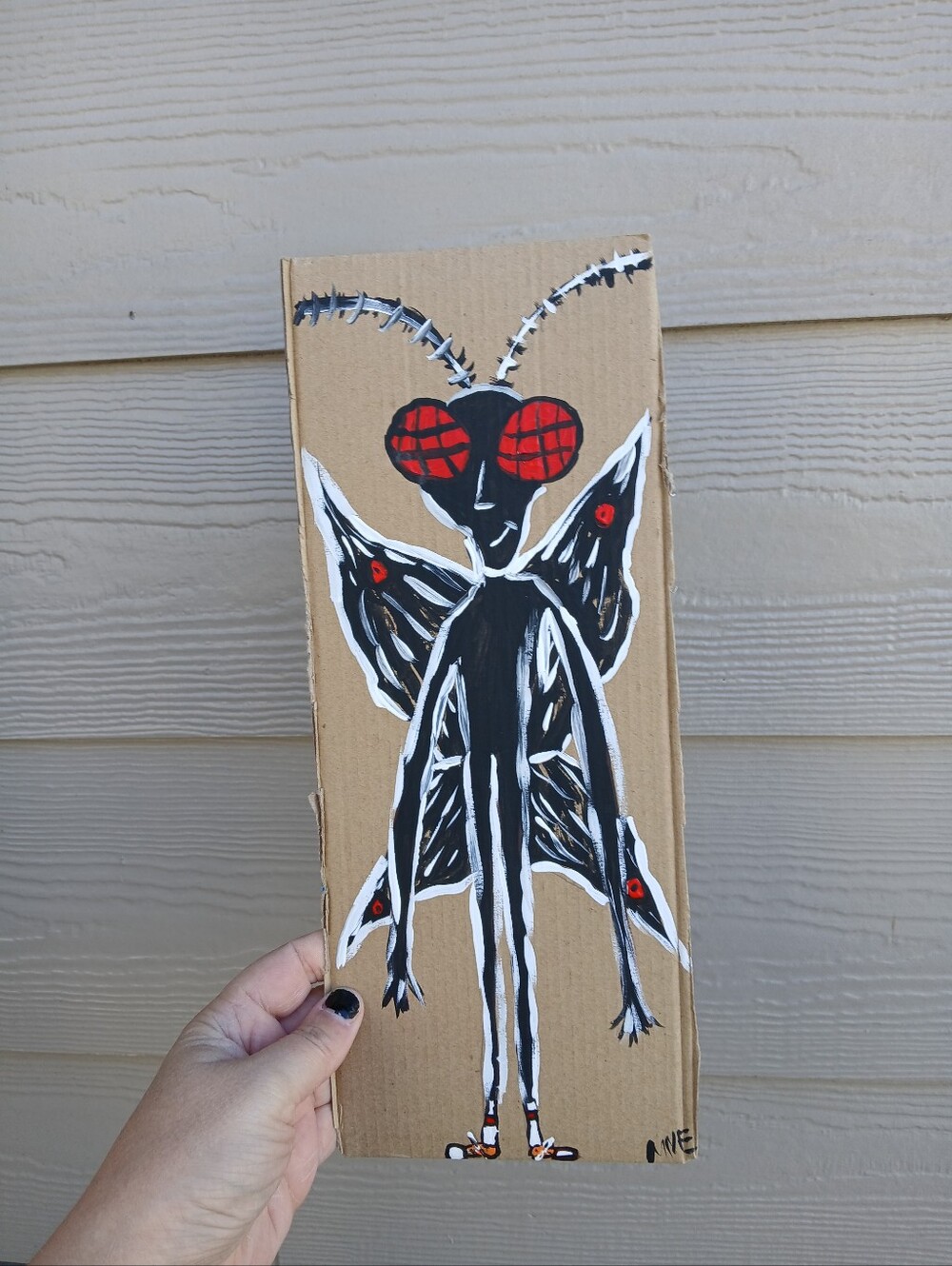 Mothman Painting On Cardboard